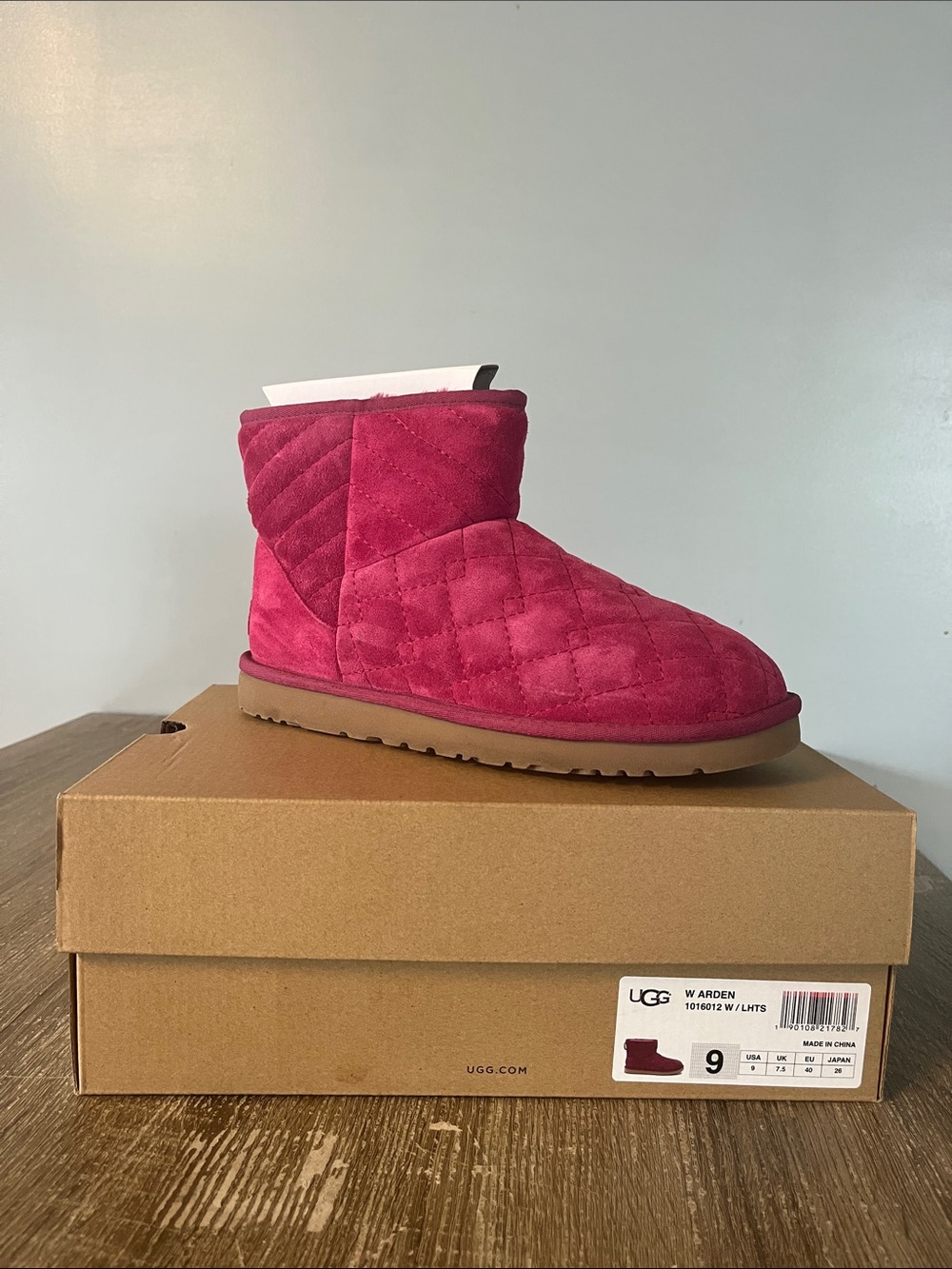 UGG Arden Quilted Short Boot in Raspberry Pink
